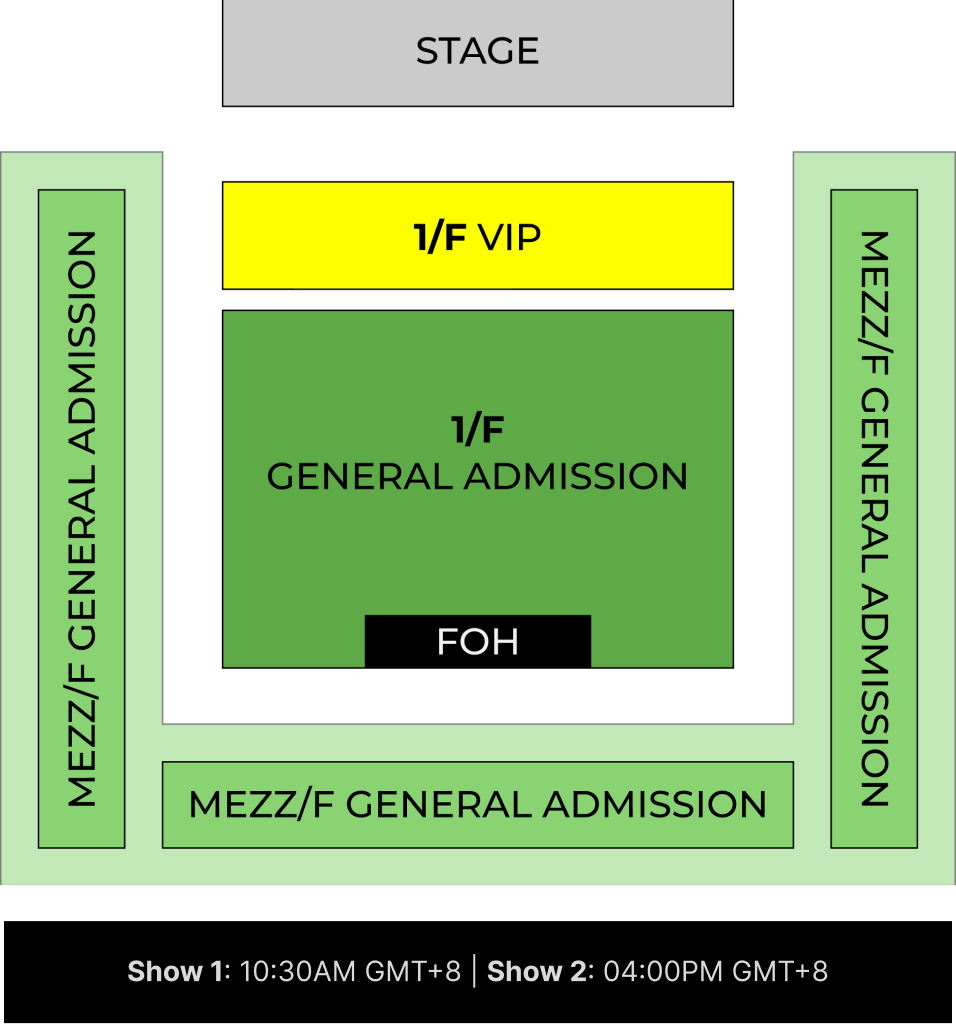 Seating plan for TIDES, Hong Kong — stage, VIP and general admission areas