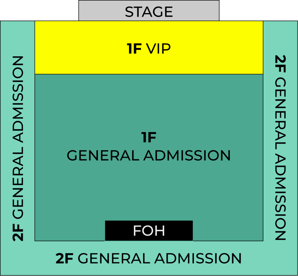 Seating plan for SUB LIVE, Taipei — stage, VIP and general admission areas